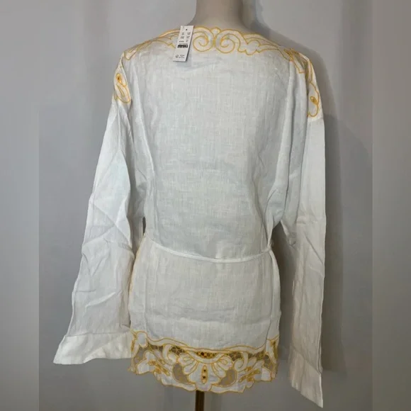 J.Crew Cutwork tunic top in linen in white - Picture 7 of 8